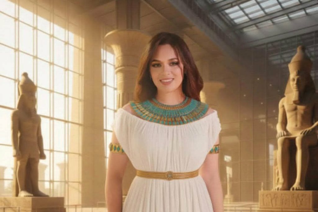 محطة مصر نيوز - رحمة أحمد بالزي الفرعوني احتفالًا بافتتاح المتحف المصري الكبير