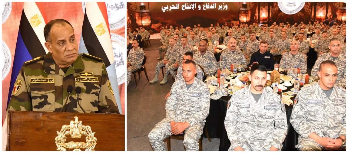 محطة مصر نيوز - وزير الدفاع والإنتاج الحربى يلتقى مقاتلى القوات الجوية ويشاركهم تناول وجبة الإفطار