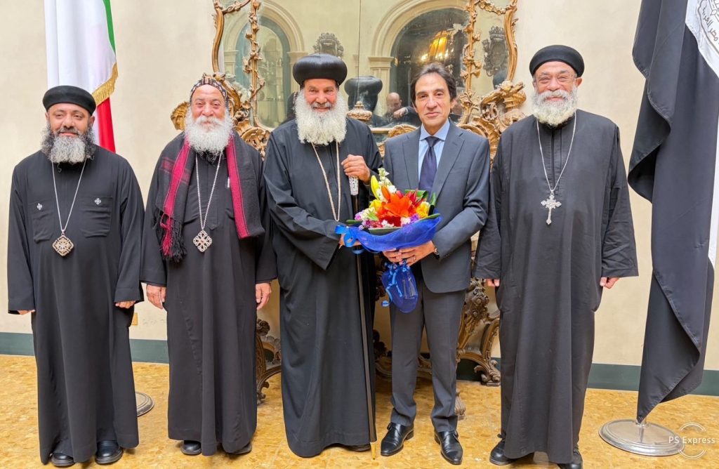 محطة مصر نيوز - السفير بسام راضي يستقبل وفد الكنيسة المصرية بـ روما